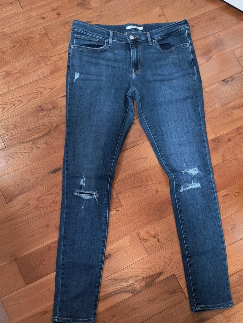 Levi's Dark Blue Ripped Skinny Jeans